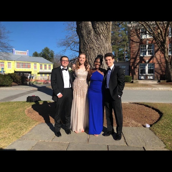 Aidan Mattox Cutout Crepe Gown in Royal Blue - Picture 3 of 5